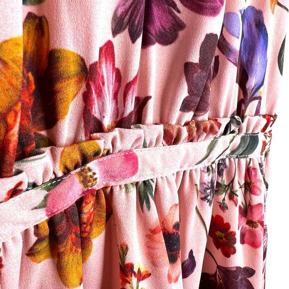 J. Crew Faye Dress  A-line Midi in Blush with Floral Print Women's Medium - Picture 12 of 15